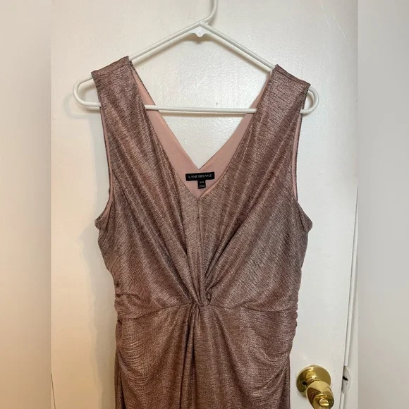 Elegant Metallic Rosegold Sleeveless Dress Size 14/16 - Picture 2 of 14